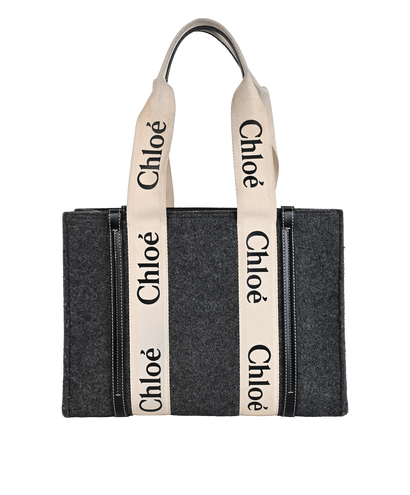 Medium Woody Tote Bag, &pound;495, Handbags, Cream/Grey, Felt/Polyester Mix, Front view